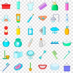 Fototapeta na wymiar Washing icons set. Cartoon style of 36 washing vector icons for web for any design