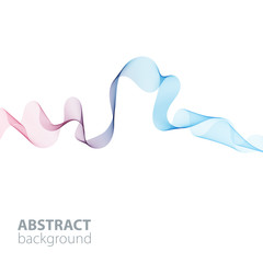 Abstract waves on the  white background. Transparent lines