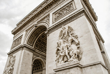 Fototapeta na wymiar Majestic looking Arch of Triumph (Arc de Triomphe) in Paris, France.
