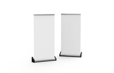 White blank empty business roll up and standee banner display mock up template for your design presentation, 3d illustration