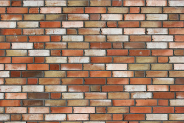 Detailed close up of a modern retro looking clean brick wall background texture