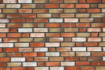 Detailed close up of a modern retro looking clean brick wall background texture