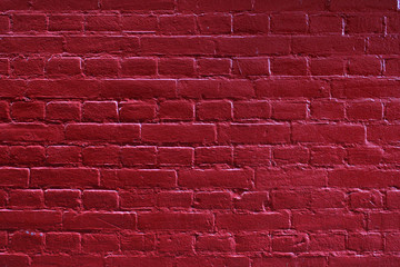 Dark red painted clean brick wall detailed background texture