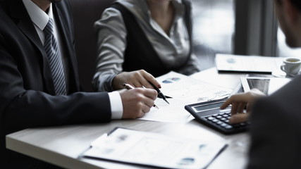 close up.business team analyzing financial data. teamwork