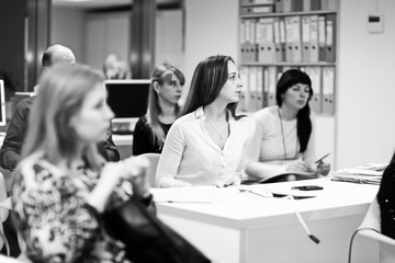 close up. business team at the workshop. business education. black and white photo