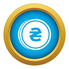 Coin hryvnia icon blue vector isolated on white background for any design