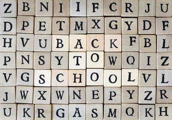 Back to school sign made of letters on wooden blocks