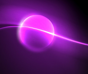 Dark space with shiny neon light motion waves. Abstract concept graphic element. Vector neon background. Technology background