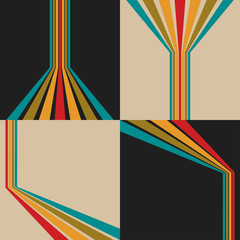Vector illustration set of vintage backgrounds with multicolored stripes