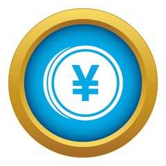 Fototapeta premium Coin yen icon blue vector isolated on white background for any design