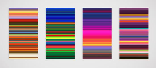 Colorful set of horizontal lines backgrounds, vector illustration