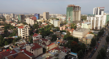 Fototapeta na wymiar Busy skyline of Addis Ababa, Ethiopia