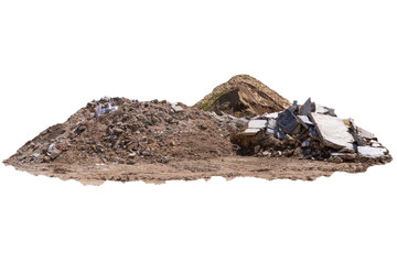 Construction waste, concrete debris from the demolition, road, construction sites. Isolated on...