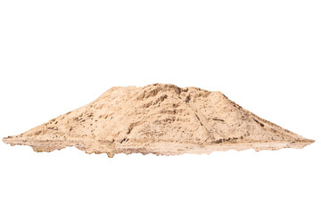 Sand pile for construction on white background. Lots of sand for the plaster. Isolated.