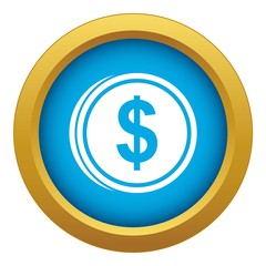 Coin dollar icon blue vector isolated on white background for any design