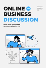 Poster, flyer or banner design template.Business concept illustrations. Modern flat outline style. Teamwork concept