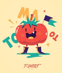 Funny tomato. Prints on T-shirts, sweatshirts, cases for mobile phones, souvenirs. Isolated vector illustration