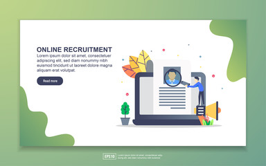 Landing page template of online recruitment. Modern flat design concept of web page design for website and mobile website. Easy to edit and customize