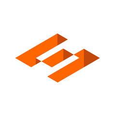 Initial Letter S Logo. Isometric Geometric Shape, 3D Icon Design. Orange Color Graphic Design Element - Vector