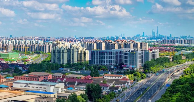 Urban buildings and real estate in the suburbs of Shanghai, China