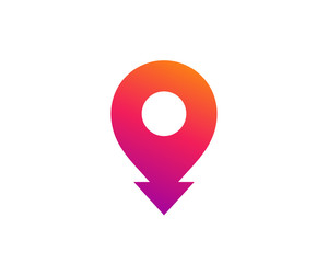 Geotag with arrow or location pin logo icon design