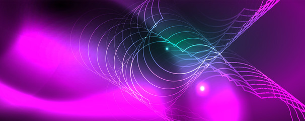 Shiny glowing design background, neon style lines, technology concept, vector