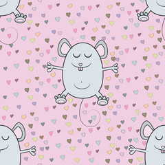 Seamless background with 2020 mouse symbol. Cute mouse cartoon. Vector illustration