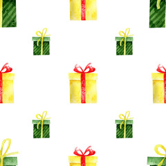 Gifts watercolor, Holiday background 
