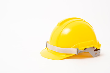 Fototapeta premium Yellow safety helmet on white background