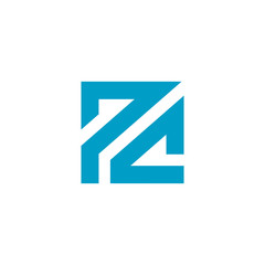 PC Letter Based Logo Icon. Blue Color Design. Monogram Square Alphabet. Vector Illustration