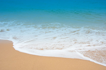 Wave & Sand beach background , holiday or relax in summer concept.