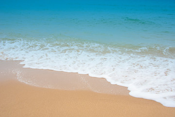 Wave & Sand beach background , holiday or relax in summer concept.