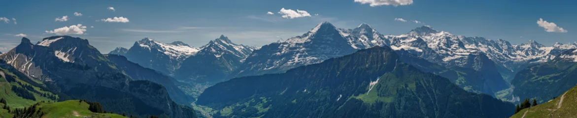 Gordijnen Big pano of the Suisse Alps mountains © kfritsch_69