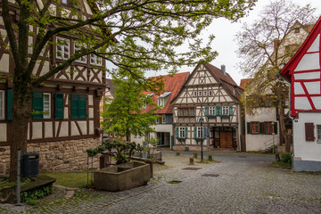 Sindelfingen, Baden Wurttemberg/Germany - May 11, 2019: Street Scenario of Central District Road,...