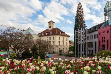 Panorama of City Gallery building, Stadtgalerie and townhall square of Sindelfingen.