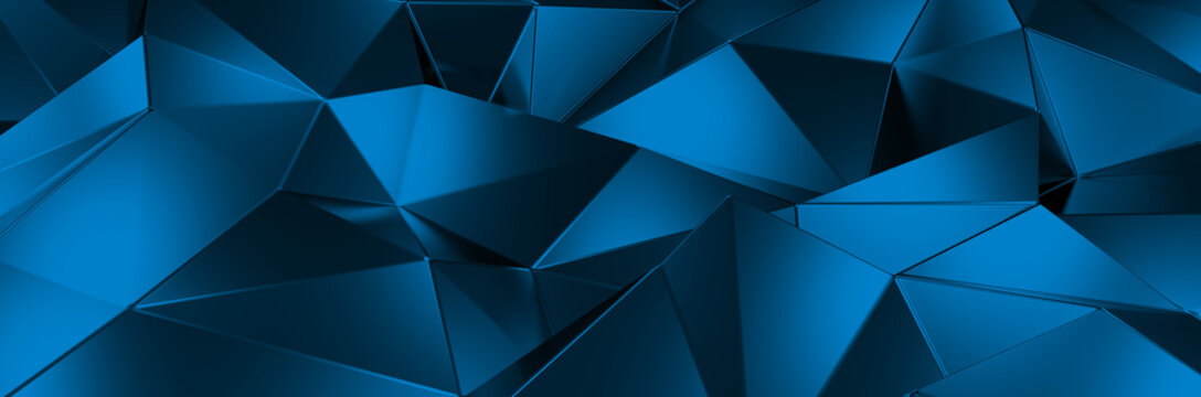 3d ILLUSTRATION, of abstract crystal background, triangular texture, wide panoramic for wallpaper © mvdesign