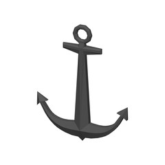 Nautical anchor. Isolated on white. 3D vector illustration.