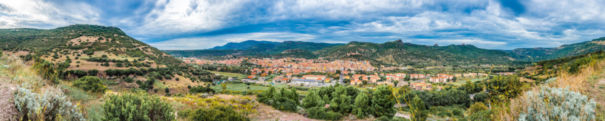 Naklejka na ściany i meble Bosa, colourful town in Sardinia, Italy.