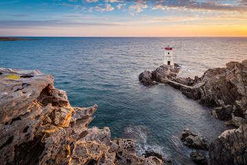 Capo Ferro lighthouse in Sardinia, Italy.