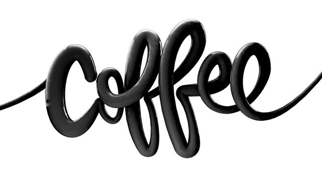 Coffee bubble script write on typography background 3D Render