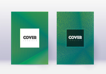 Hipster cover design template set. Green abstract 