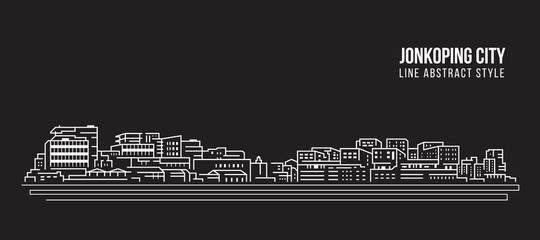 Cityscape Building Line art Vector Illustration design - jonkoping city