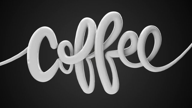 Coffee bubble script write on typography background 3D Render