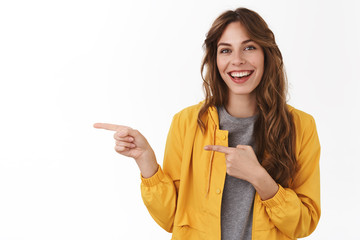 Know excatly what customer need. Friendly confident good-looking young girl smiling self-assured...
