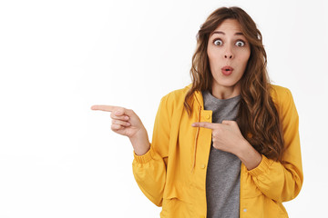 Omg unbeliavable check it out. Wow so cool amazed surprised excited young girl hurry up massive...