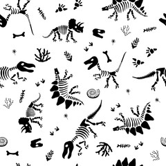 Seamless funny pattern with bone dinosaur for kids © barberry