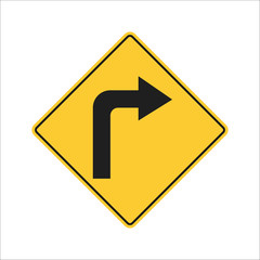 Vector illustration of road sign turn right