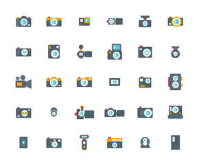 Camera Flat Icon Set ,Vector Illustration.