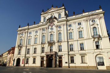 Fototapeta na wymiar Prague (Czech Republic). Facade of the Archbishop's Palace in Prague next to Prague Castle