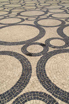 Aveiro (District of Aveiro) Portugal. Detail of the cobbled floor in the Plaza de la Rep&uacute;blica in the urban center of the city of Aveiro